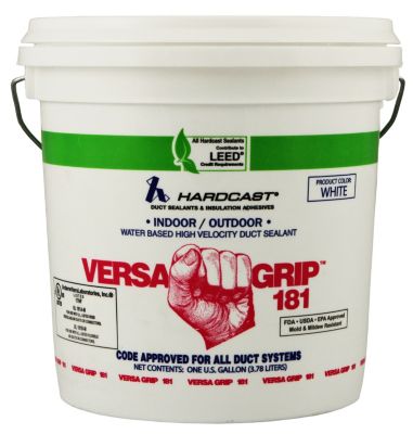 Versa-Grip 181 Premium Indoor/Outdoor Water Based Duct Sealant, White, 1 Gallon Pail