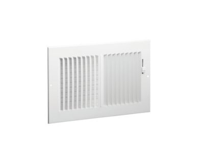 10" x 6" White Steel 2-Way Register, Multi-Shutter Dampier