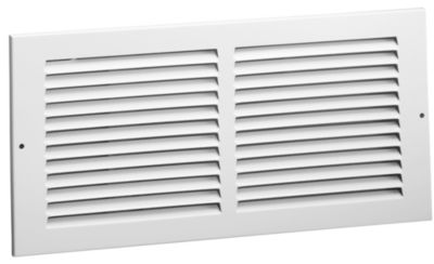 10" x 10" 672 White Steel Return Air Grille, 1/2" Fin Spacing