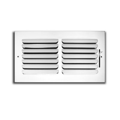 12" x 6" 1-Way White Fixed Curved Blade Wall/Ceiling Register