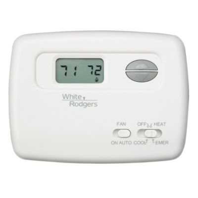 White-Rodgers 70 Series Heat Pump (2H/1C) Non-Programmable Digital Thermostat, Backlit Display, 24 Volts, System Switch-Heat, Off, Cool, Emer. Auto-Auto, On, Profile-Horizontal, Hardwired With Battery Back-Up, Range 45-90° F.